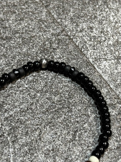 SILVER925 CONCHO & BEADS BRACELET- BLACK・D.BROWN / ROSETTAPRAYER②
