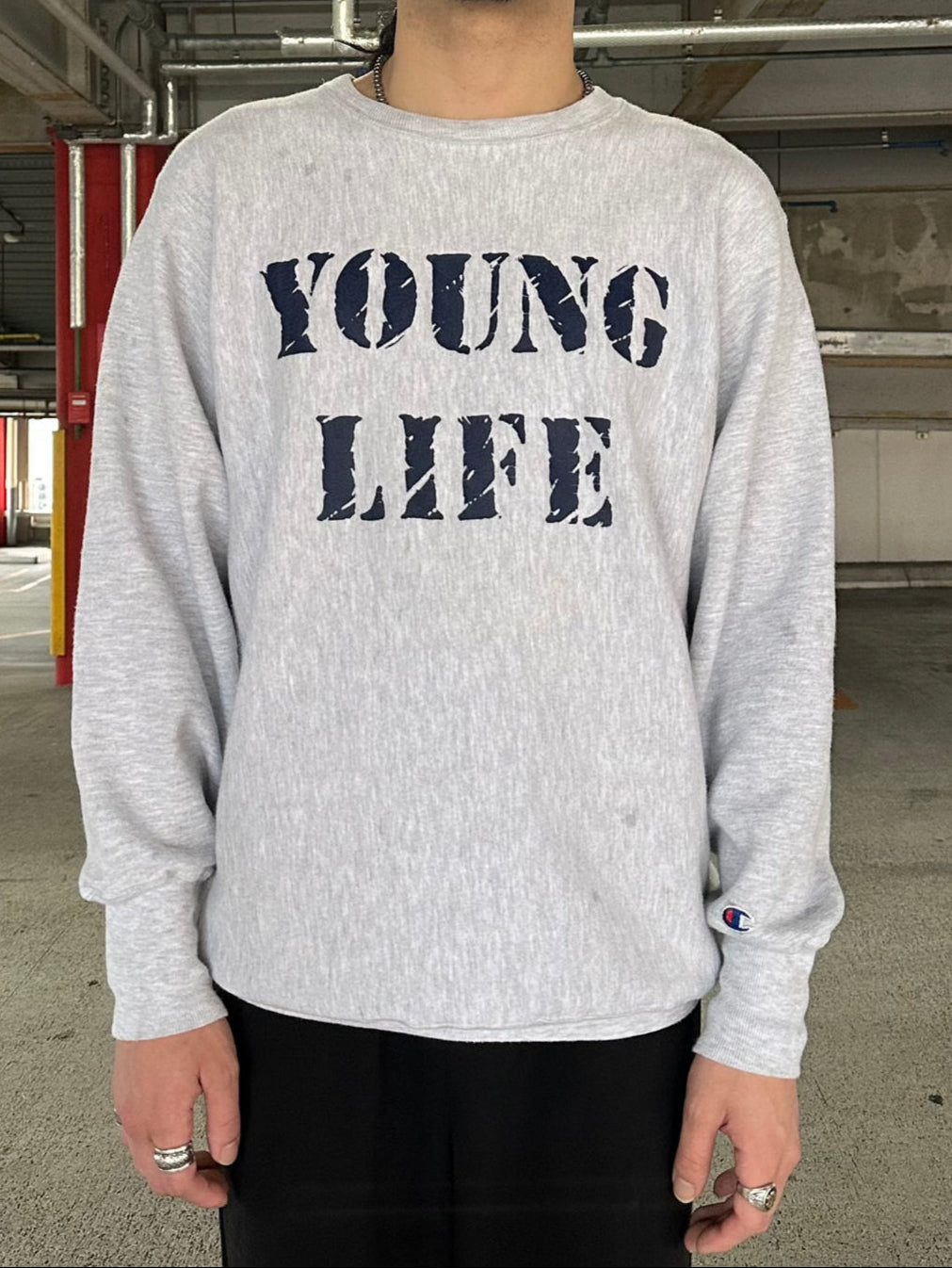 90's  CHAMPION 「YOUNG LIFE 」Reverse Weave USA製 カレッジスウェット