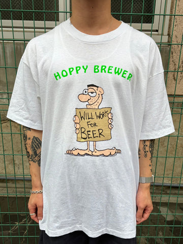 90's「HOPPY BREWER」USA製 ホワイトTシャツ