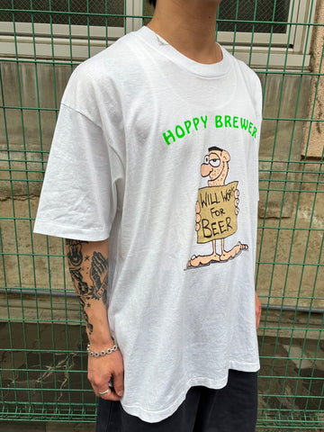 90's「HOPPY BREWER」USA製 ホワイトTシャツ