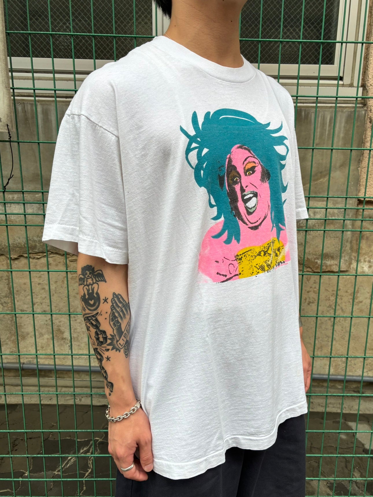 90's「ANDY WARHOL STYLYE POP ART」USA製 ホワイトTシャツ