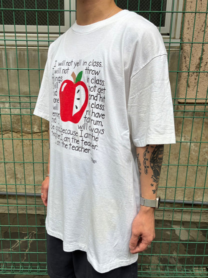 90's「I AM THE TEACHER」USA製 ホワイトTシャツ