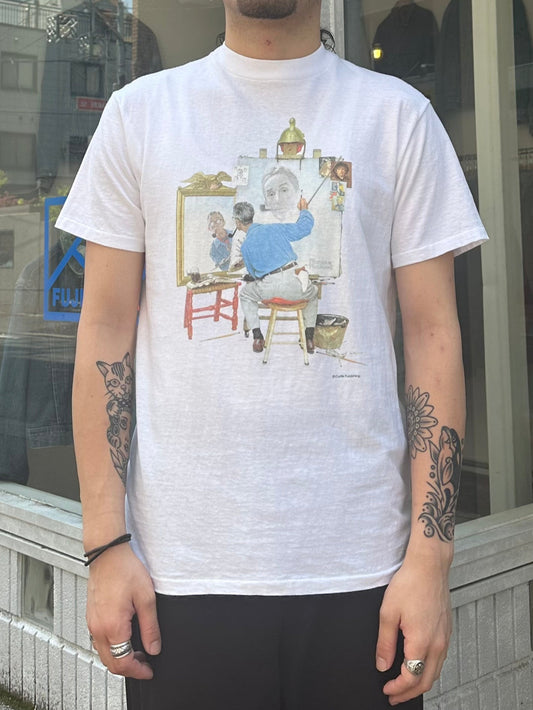90's NORMAN ROCKWELL 「TRIPLE SELF PORTRAIT」アートTシャツ