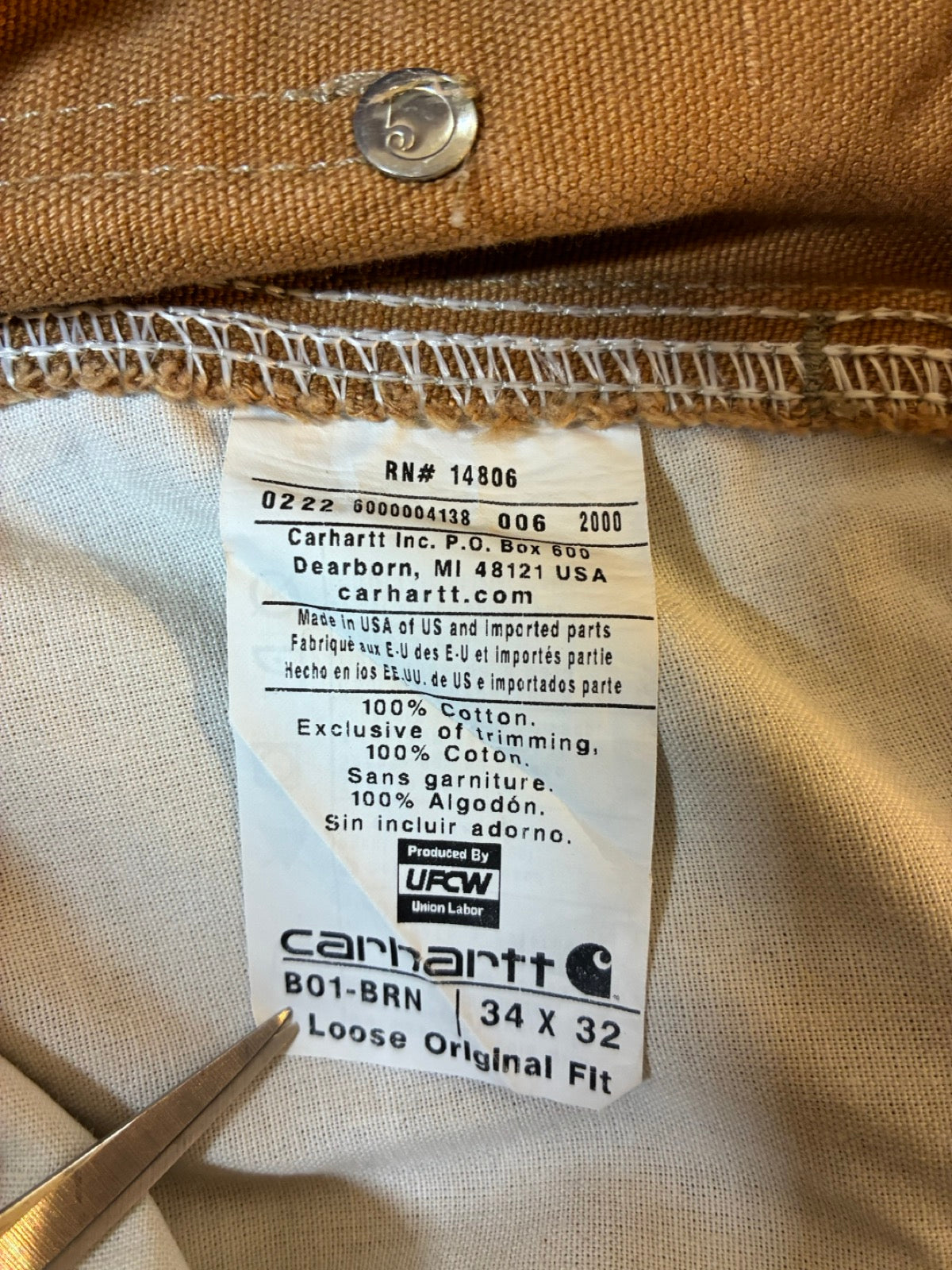 Carhartt「DOUBLE NKEE」USA製 ダックパンツ