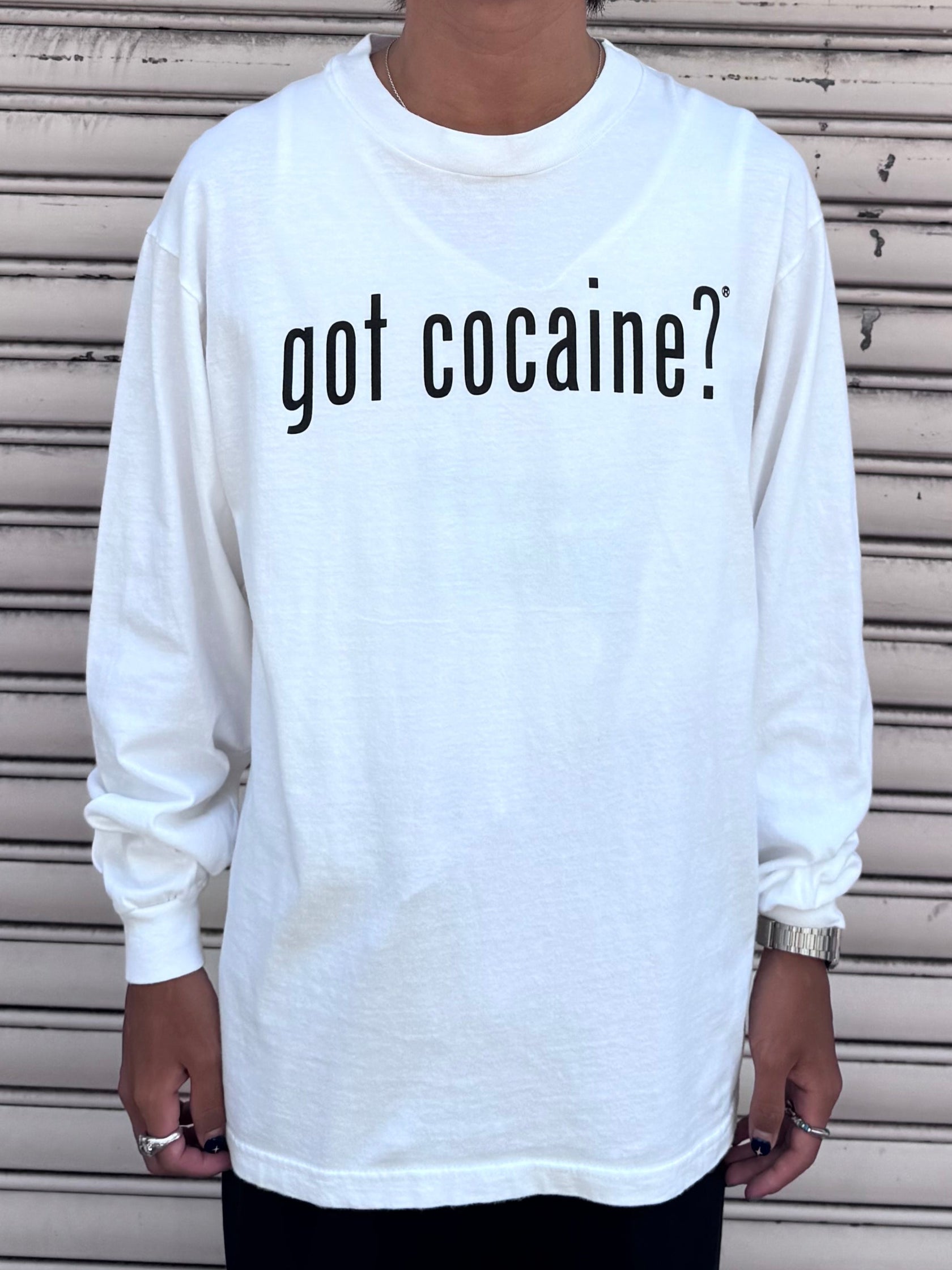 00's 「got cocaine?」ロングスリーブTシャツ