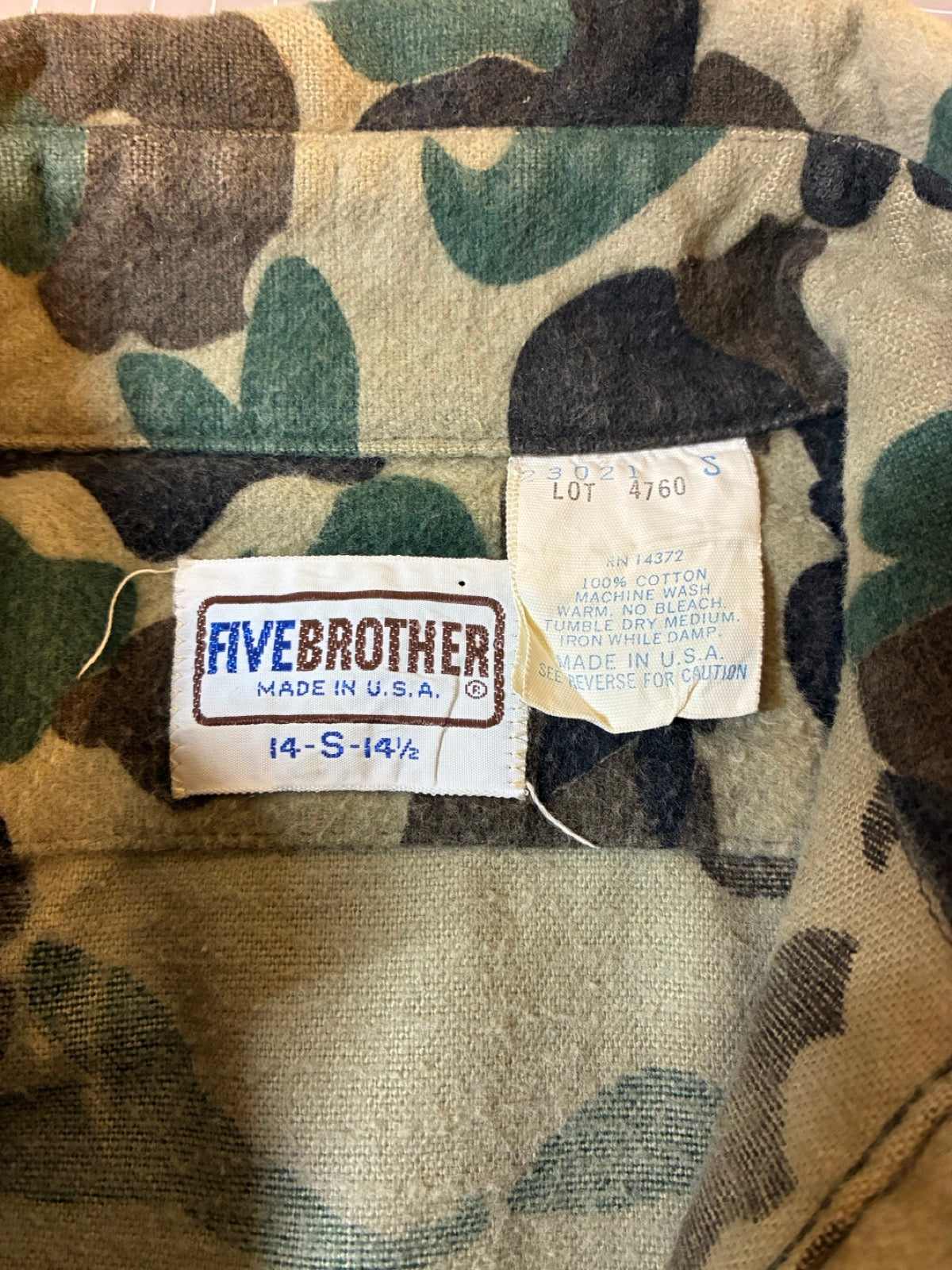 70s Five brother ネルシャツ　USA製　ダックハンターカモ　M 70's FIVE BROTHER「USA製」ダックハンターカモ フランネルシャツ