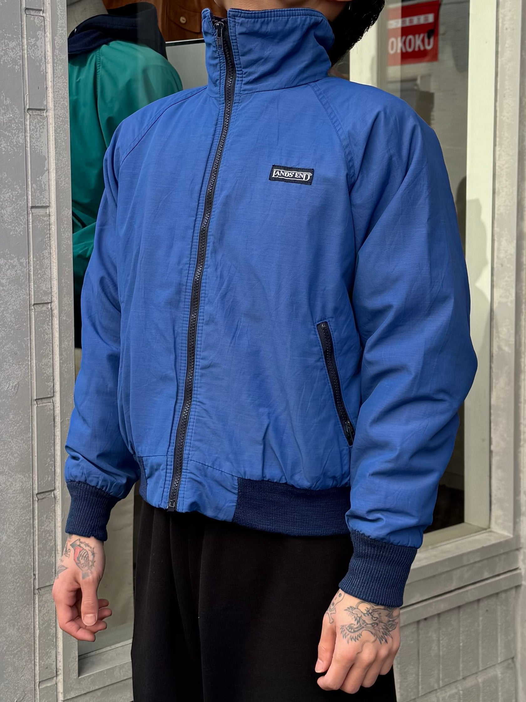 90's LANDS'END「Warm-up-Jacket」USA製 ナイロンジャケット　