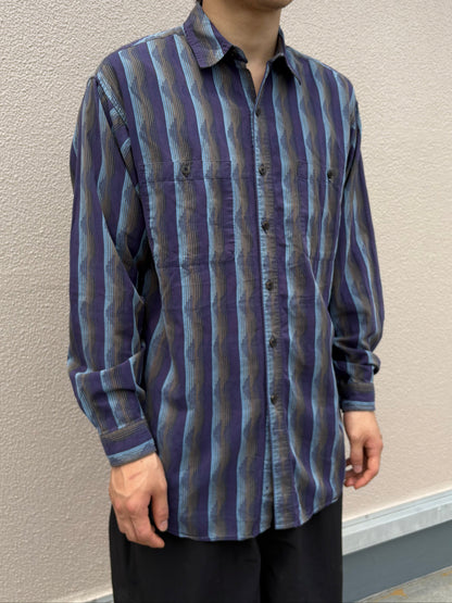 90's PATAGONIA 雪なし「PUEBLO Native Stripe Long Sleeve Shirt」長袖シャツ