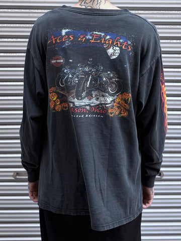 00's Harley Davidson 「Aces＆Eights」ハーレーTシャツ