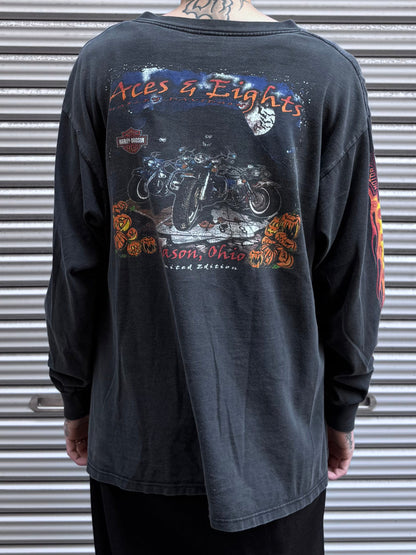 00's Harley Davidson 「Aces＆Eights」ハーレーTシャツ