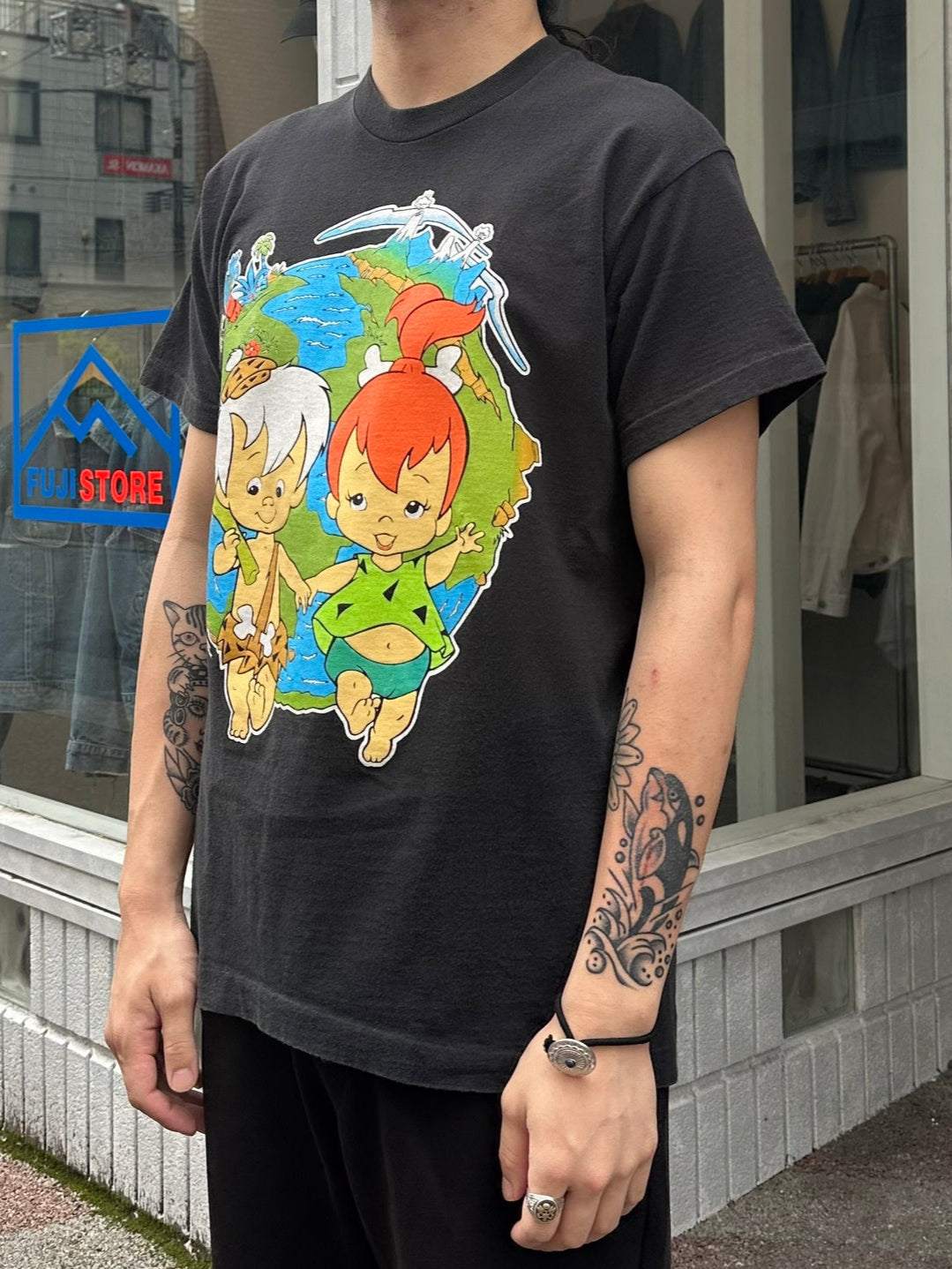 90's FLINTSTONE 「Pebbles＆BamBam」USA製 キャラクターTシャツ