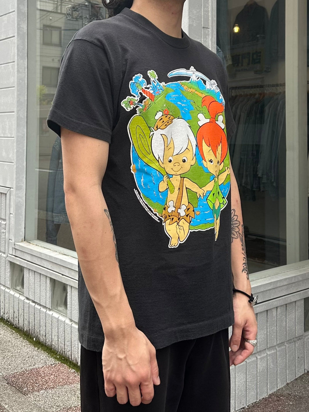 90's FLINTSTONE 「Pebbles＆BamBam」USA製 キャラクターTシャツ