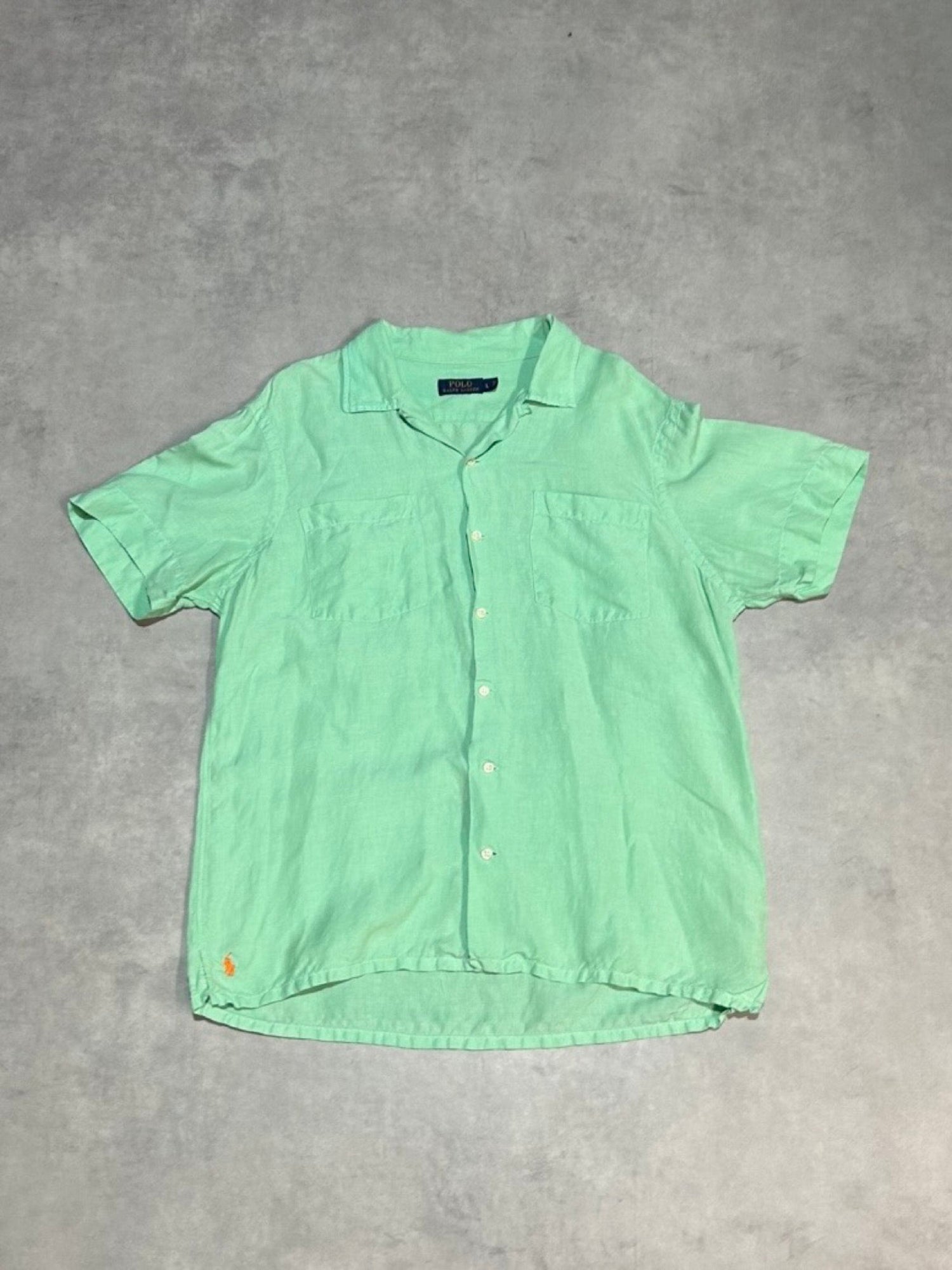 90's Polo Ralph Lauren「リネンシルク」オープンカラーシャツ