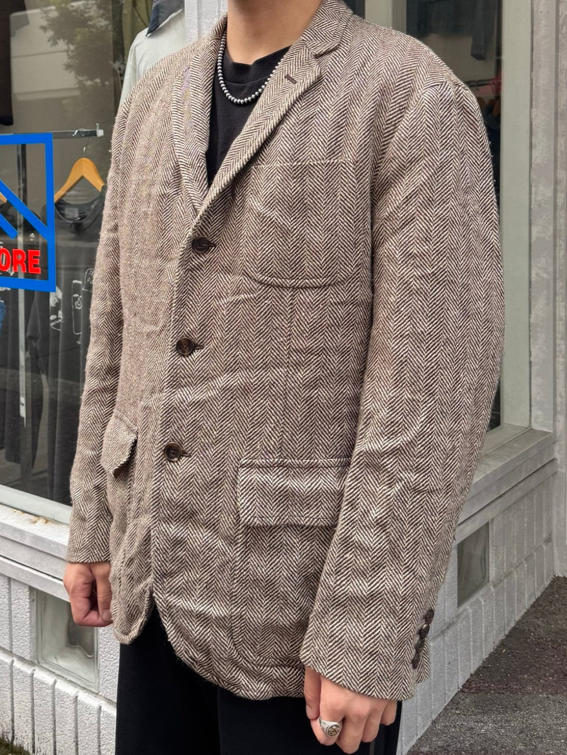 90's POLO RALPH LAUREN 「Herringbone」ツイードテーラードジャケット