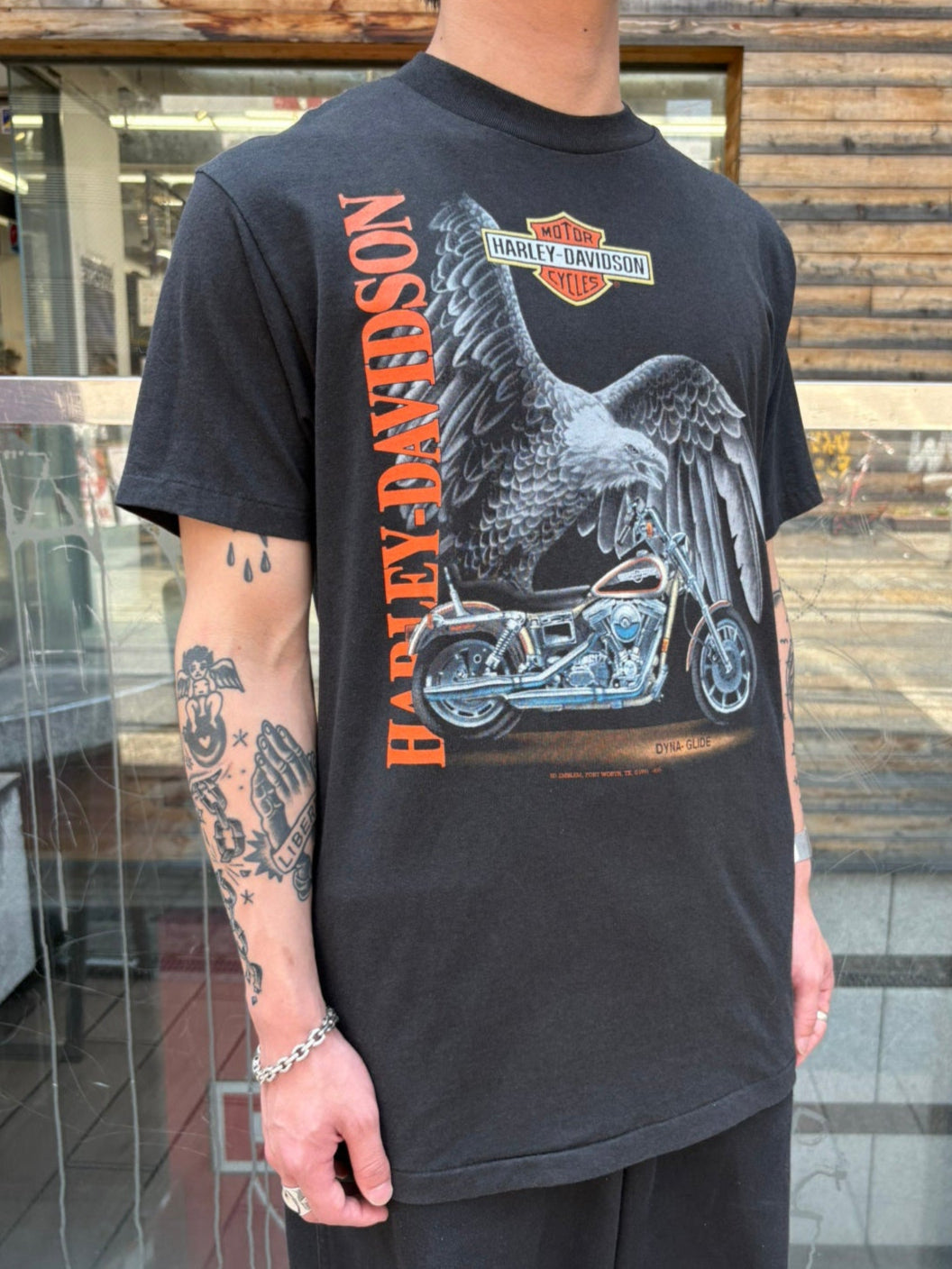 90's HARLEY-DAVIDSON「Eagle＆Bike」USA製 ハーレーTシャツ
