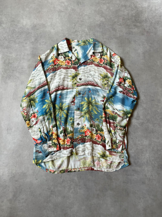 50's アロハシャツ  総柄 レーヨン