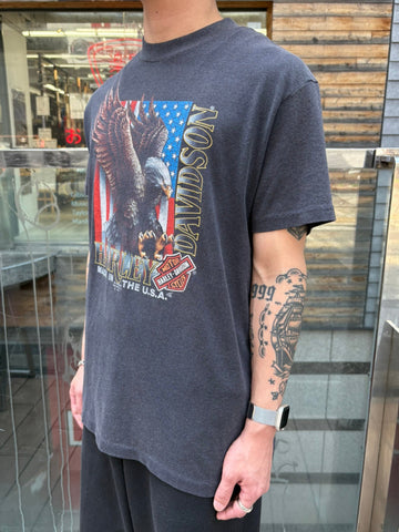 90's HARLEY-DAVIDSON「Eagle＆星条旗」USA製 ハーレーTシャツ