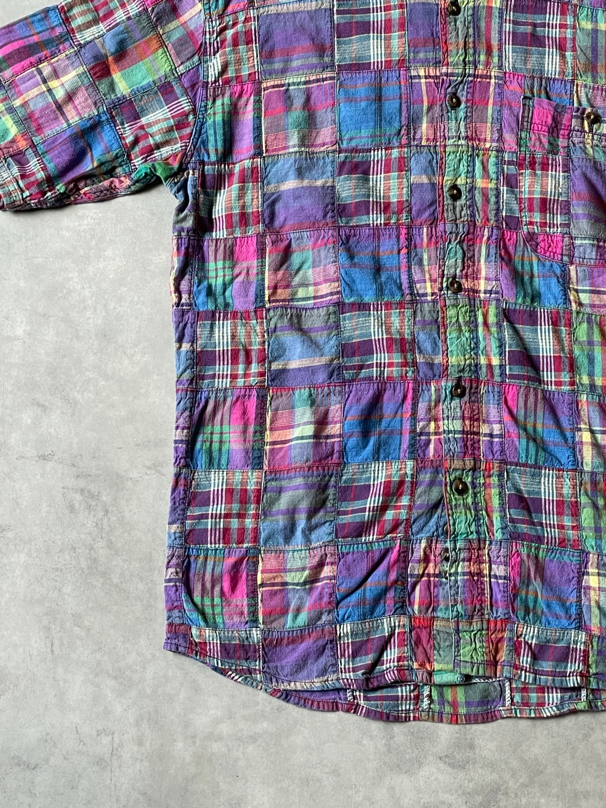 90's「EDDIE BAUER」superior madras パッチワークシャツ