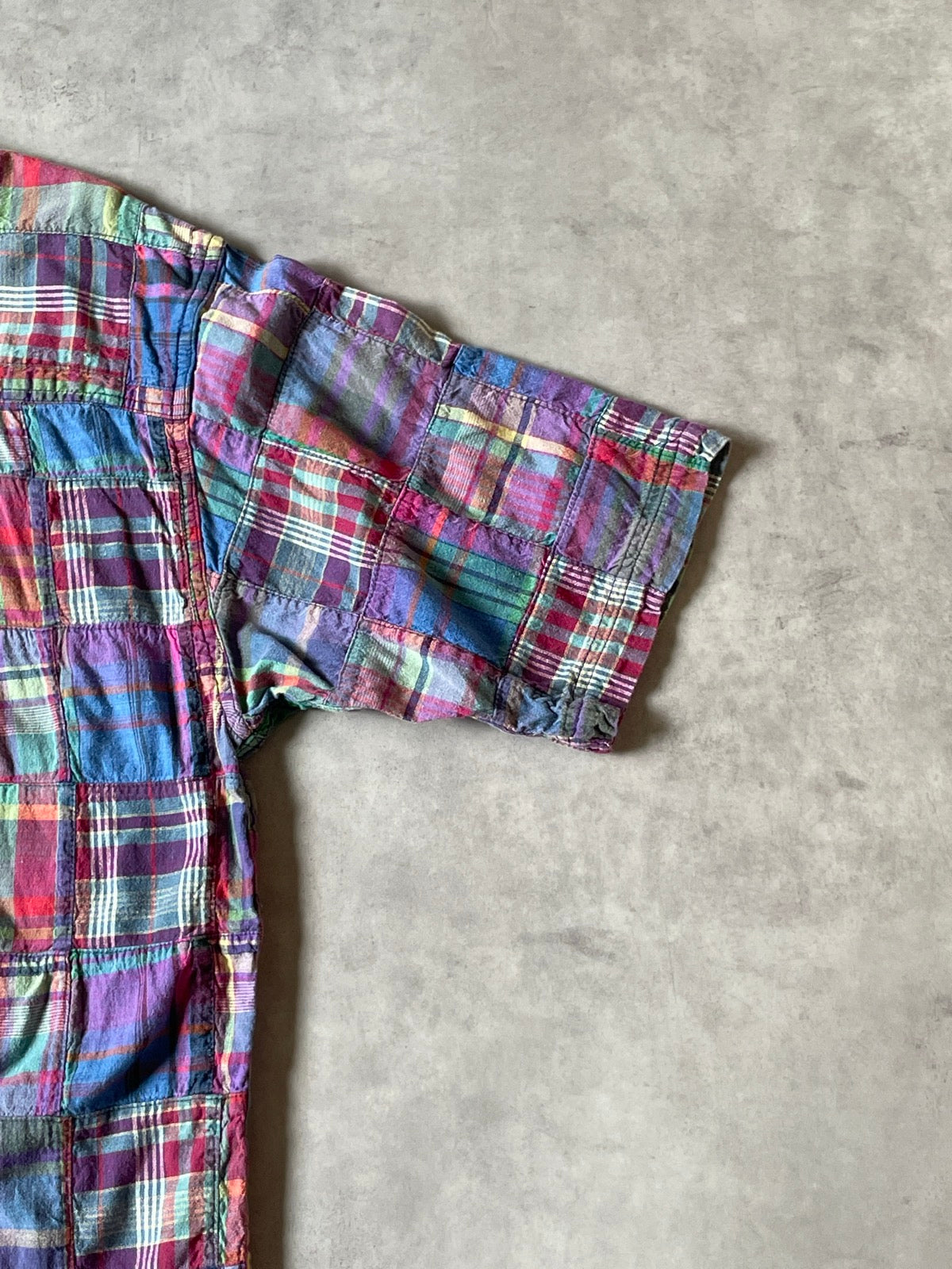 90's「EDDIE BAUER」superior madras パッチワークシャツ