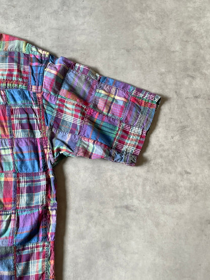 90's「EDDIE BAUER」superior madras パッチワークシャツ