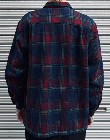 00's PENDLETON「open collar」USA製　ウールチェックシャツ