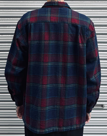 00's PENDLETON「open collar」USA製　ウールチェックシャツ