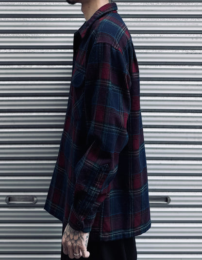 00's PENDLETON「open collar」USA製　ウールチェックシャツ