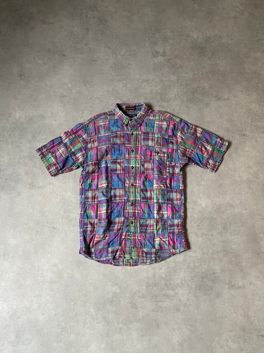 90's「EDDIE BAUER」superior madras パッチワークシャツ