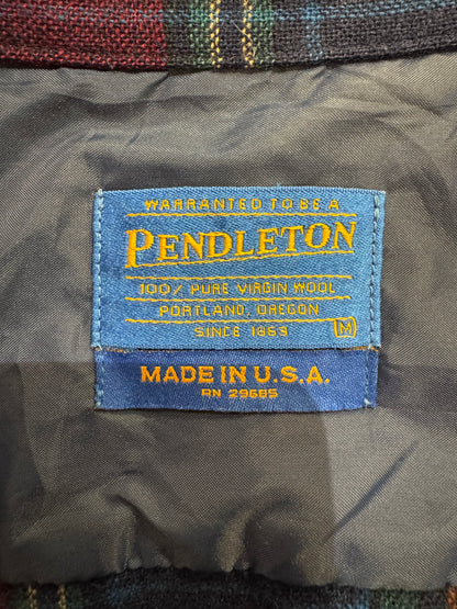 00's PENDLETON「open collar」USA製　ウールチェックシャツ
