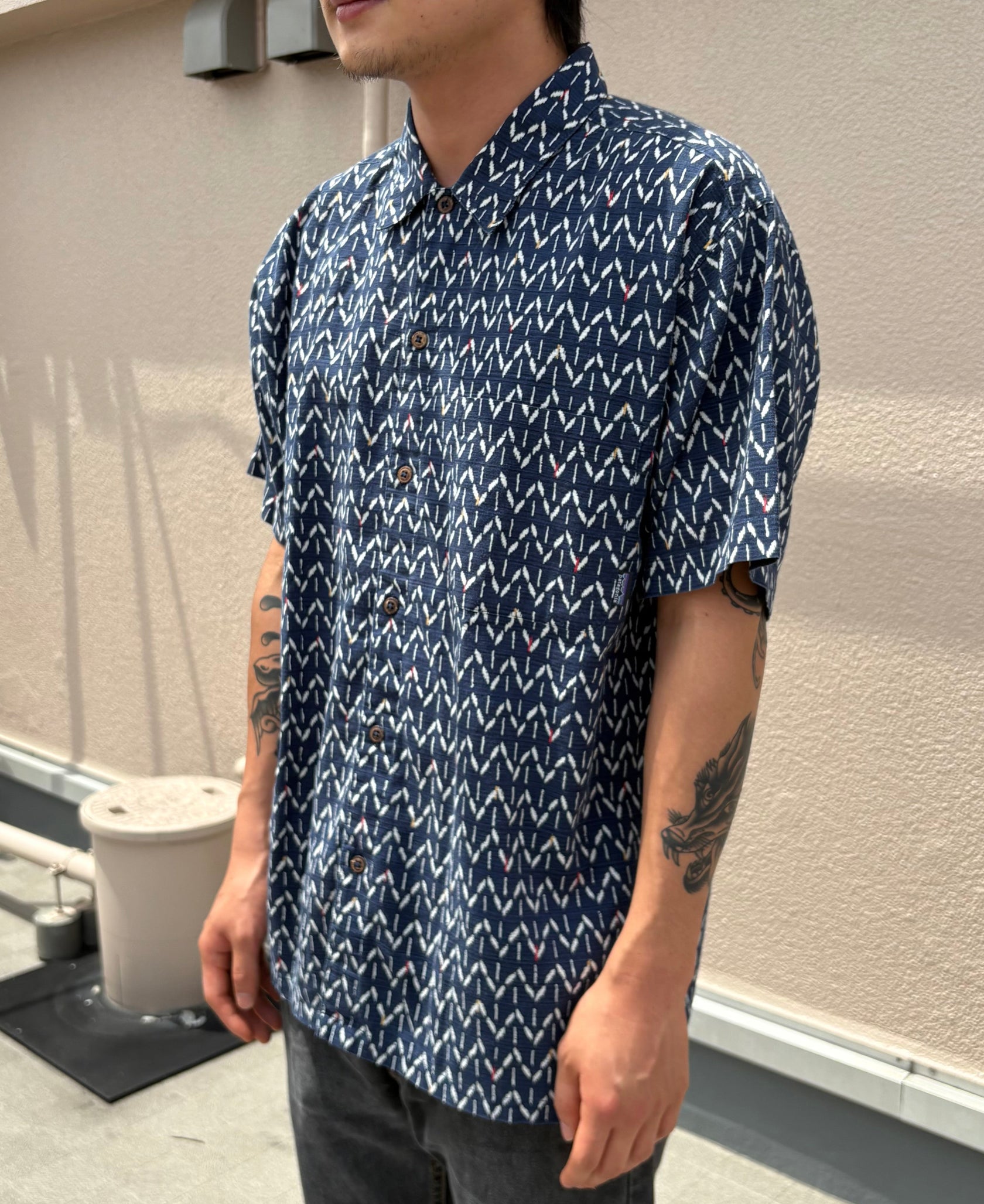 00's PATAGONIA「KASURI Japanese pattern A/C Shirt」半袖シャツ