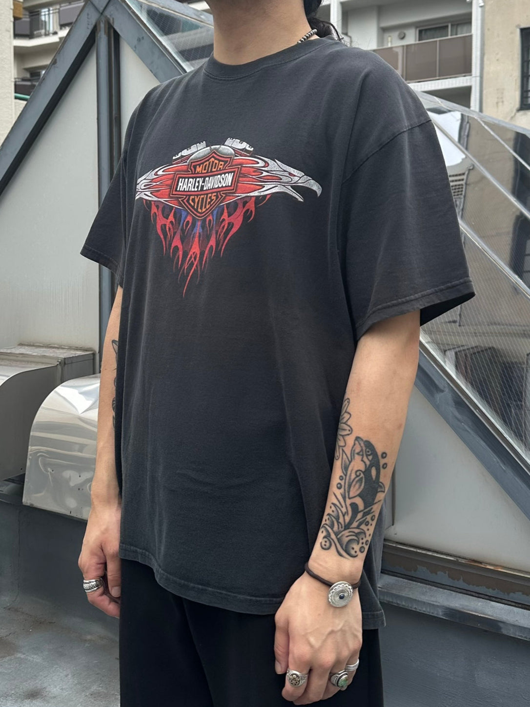 00's HARLEY-DAVIDSON 「Fire Pattern」ハーレーTシャツ
