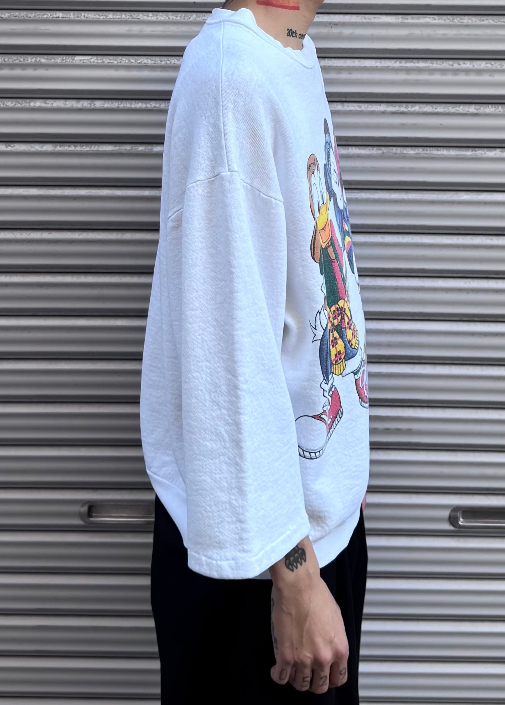 80's Disney「Mickey Minnie Donald」キャラクタースウェット