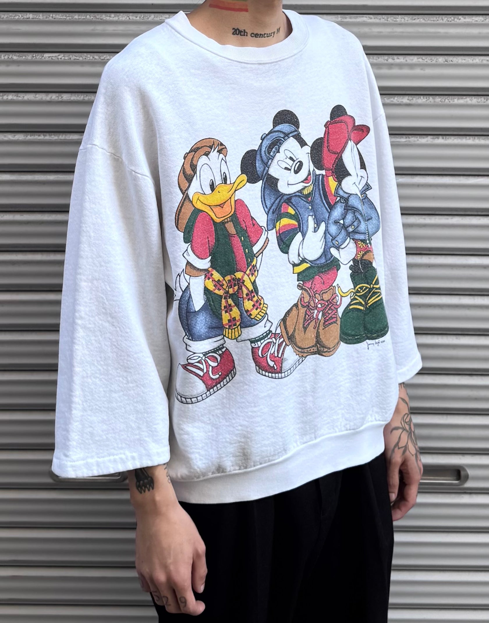 80's Disney「Mickey Minnie Donald」キャラクタースウェット