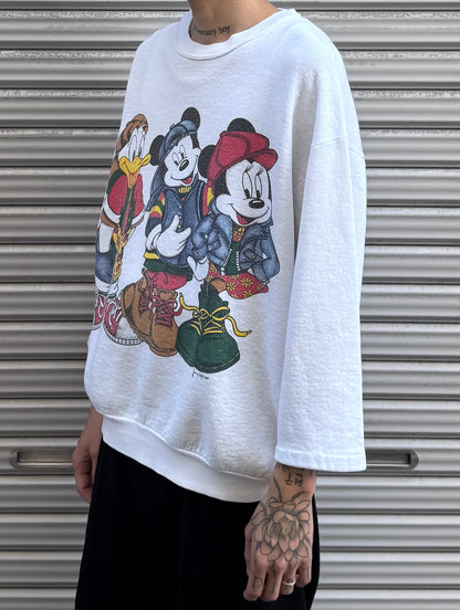 80's Disney「Mickey Minnie Donald」キャラクタースウェット