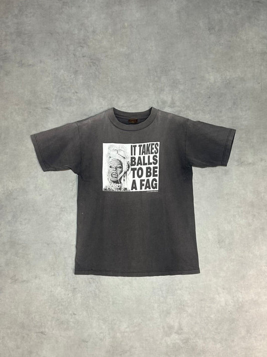 90's OLD GHOSTS「IT TAKES BALLS TO BE YOURSELF」グラフィックTシャツ