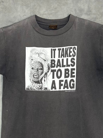 90's OLD GHOSTS「IT TAKES BALLS TO BE YOURSELF」グラフィックTシャツ