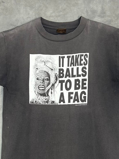 90's OLD GHOSTS「IT TAKES BALLS TO BE YOURSELF」グラフィックTシャツ
