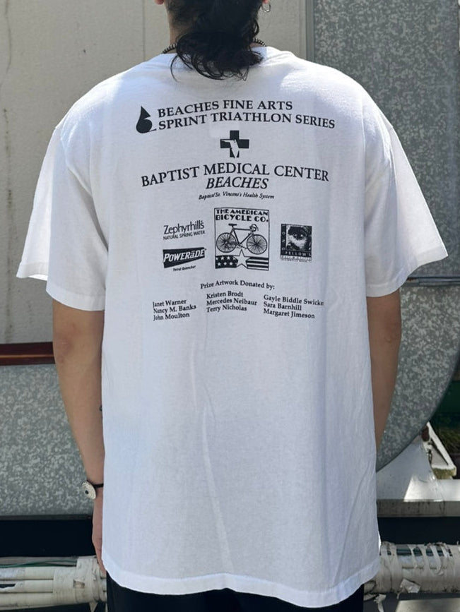 90's BFAS「Benefit Srint Triathlon」USA製 ホワイトTシャツ