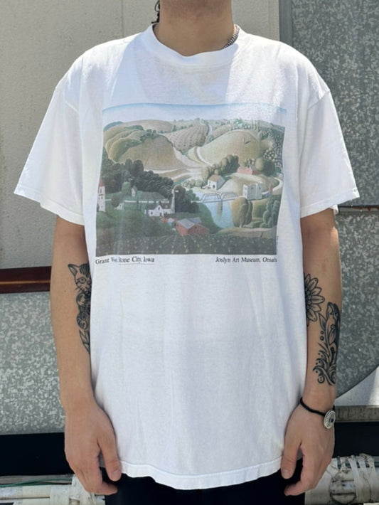 90's GRANT WOOD「Stone City,Iowa」ホワイトTシャツ