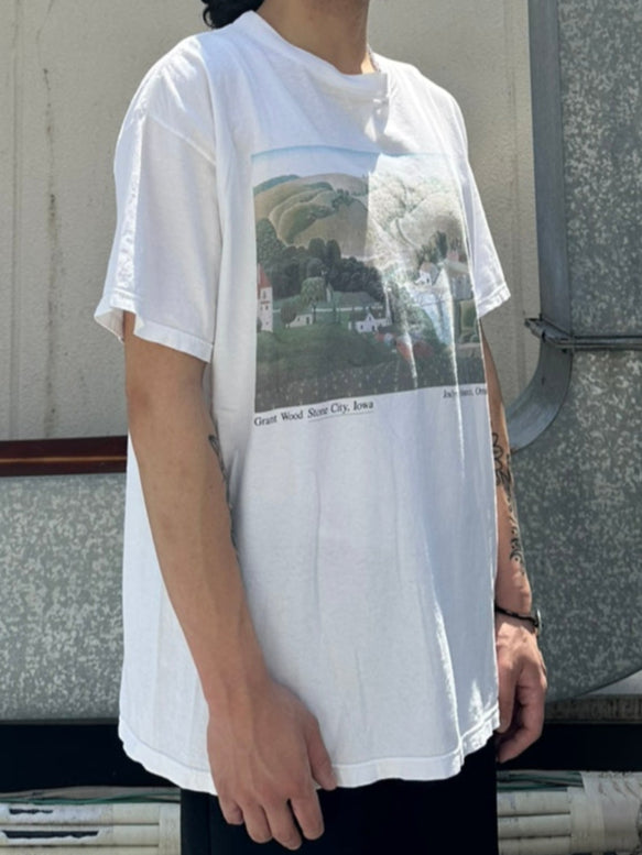90's GRANT WOOD「Stone City,Iowa」ホワイトTシャツ