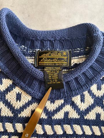 80's~90's「Eddie Bauer」総柄 コットンニット USA製