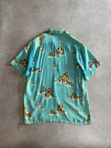 50's VINTAGEアロハシャツ オープンカラー 総柄