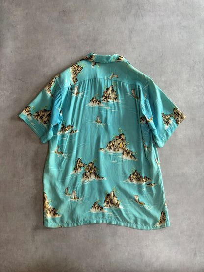 50's VINTAGEアロハシャツ オープンカラー 総柄