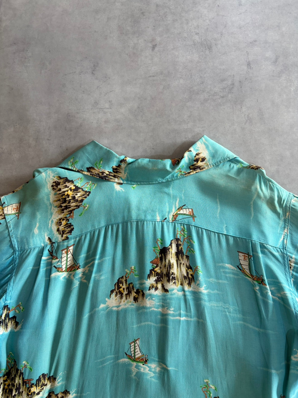 50's VINTAGEアロハシャツ オープンカラー 総柄