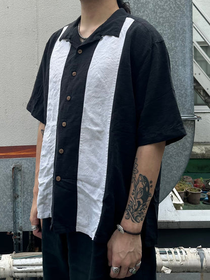 00's SADDLEBRED「line-design」オープンカラーシャツ