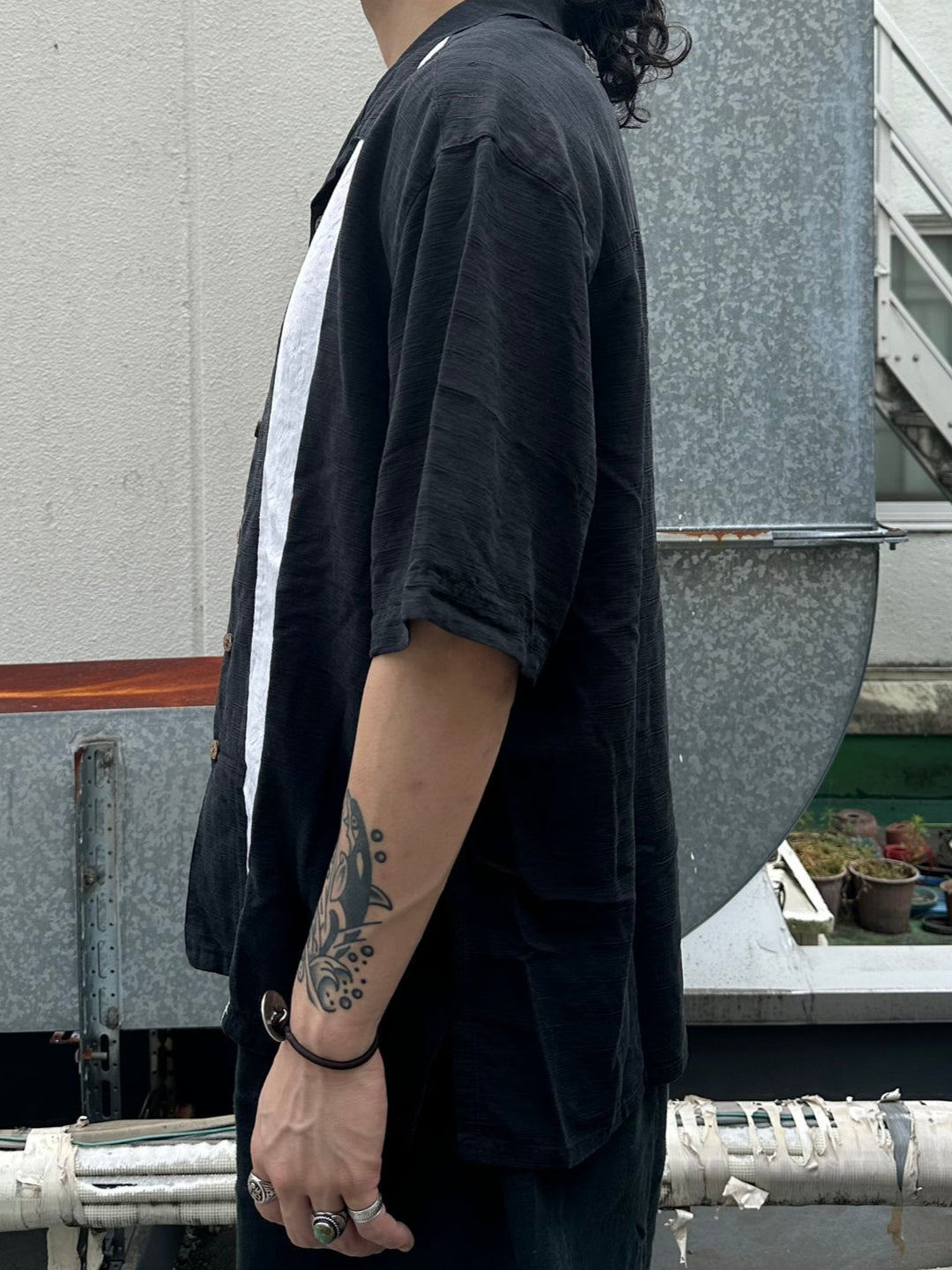 00's SADDLEBRED「line-design」オープンカラーシャツ