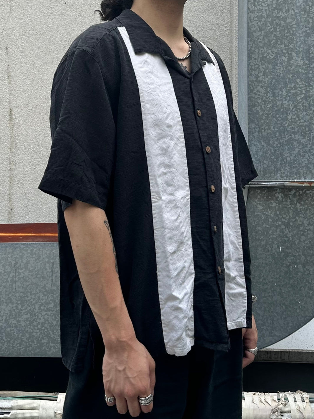 00's SADDLEBRED「line-design」オープンカラーシャツ