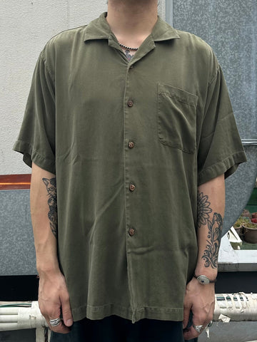 90's BACHRACH「Olive」オープンカラーシャツ