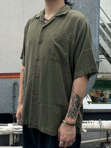 90's BACHRACH「Olive」オープンカラーシャツ