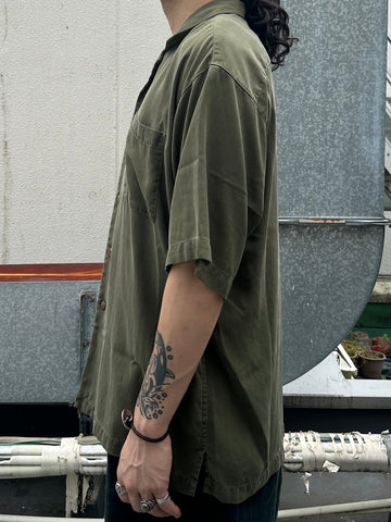 90's BACHRACH「Olive」オープンカラーシャツ